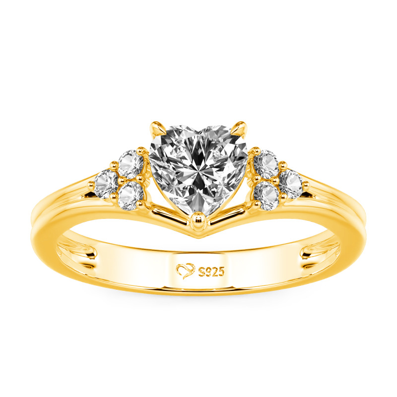 Jeulia Anillo de Promesa 10K/14K/18K Platino Clásico Personalizado con Tres Piedras Corazón