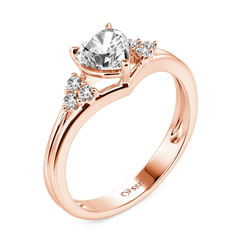 Jeulia Bague de promesse Classique Personnalisée Trois pierres Coeur