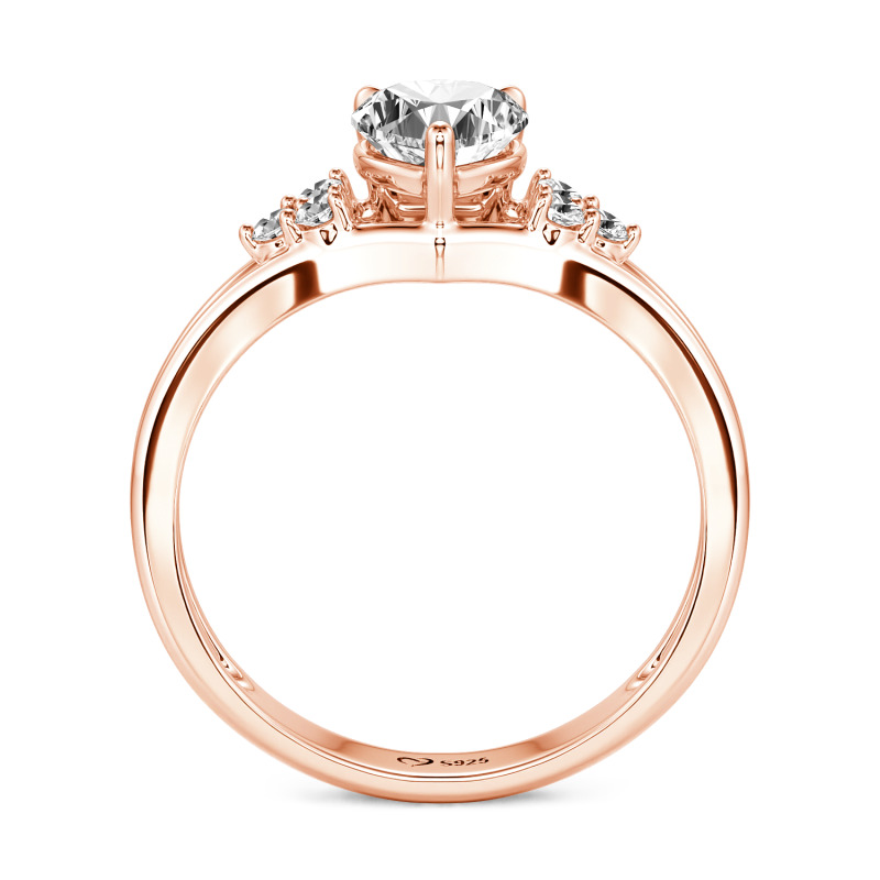 Jeulia Bague de promesse Classique Personnalisée Trois pierres Coeur