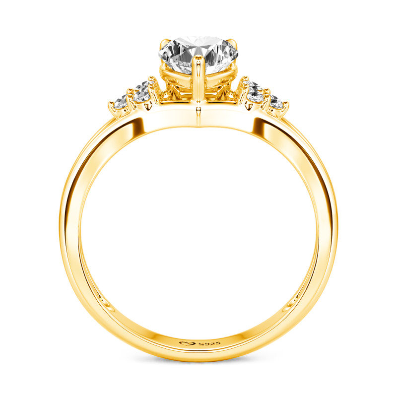 Jeulia Anillo de Promesa 10K/14K/18K Platino Clásico Personalizado con Tres Piedras Corazón