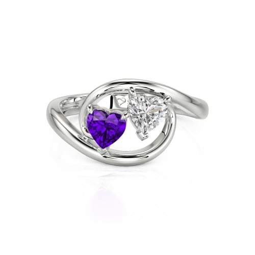 Jeulia Two Stone Bypass Heart Cut Sterling Silver Ring