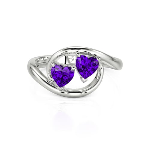 Jeulia Two Stone Bypass Heart Cut Sterling Silver Ring