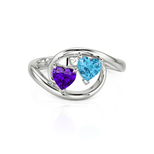 Jeulia Two Stone Bypass Heart Cut Sterling Silver Ring