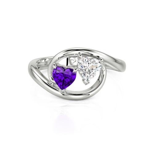 Jeulia Two Stone Bypass Heart Cut Sterling Silver Ring