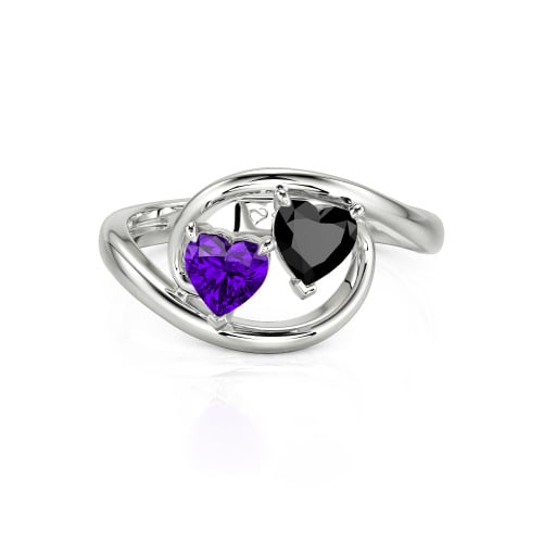 Jeulia Two Stone Bypass Heart Cut Sterling Silver Ring