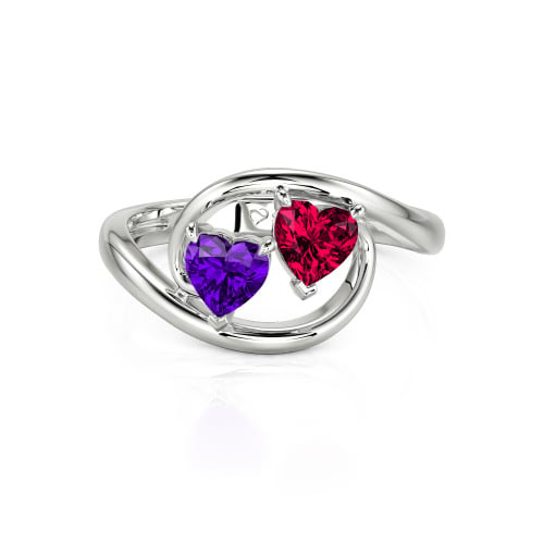 Jeulia Two Stone Bypass Heart Cut Sterling Silver Ring
