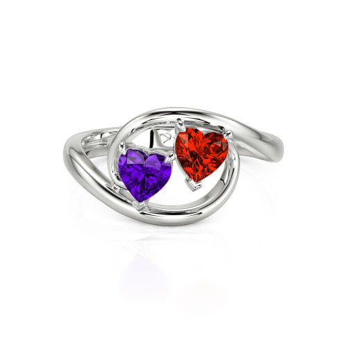 Jeulia Two Stone Bypass Heart Cut Sterling Silver Ring