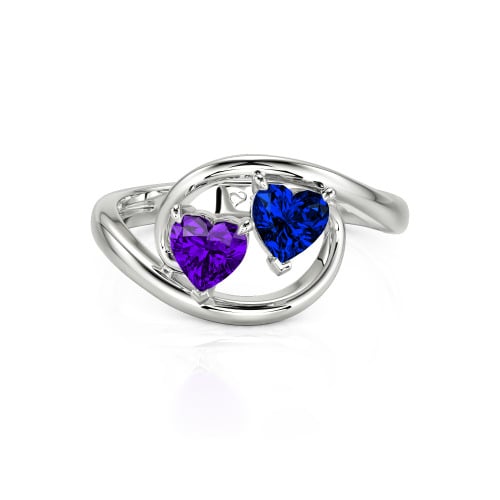Jeulia Two Stone Bypass Heart Cut Sterling Silver Ring
