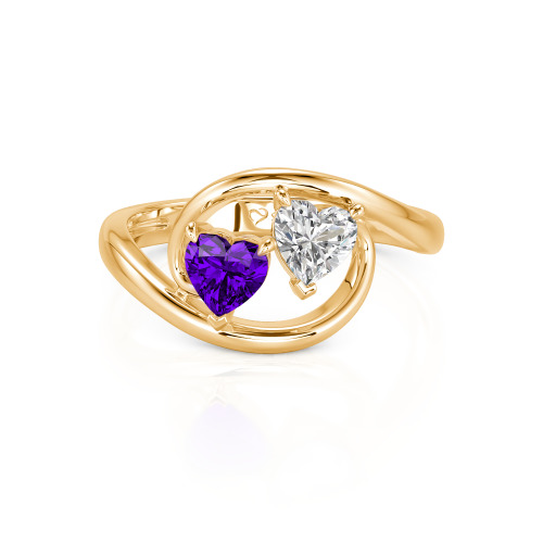 Jeulia Two Stone Bypass Heart Cut Sterling Silver Ring