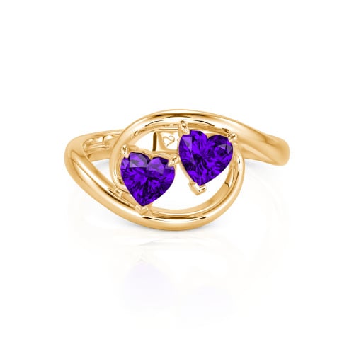 Jeulia Two Stone Bypass Heart Cut Sterling Silver Ring