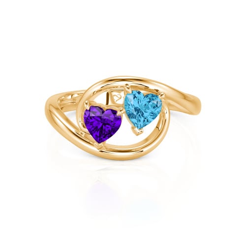 Jeulia Two Stone Bypass Heart Cut Sterling Silver Ring
