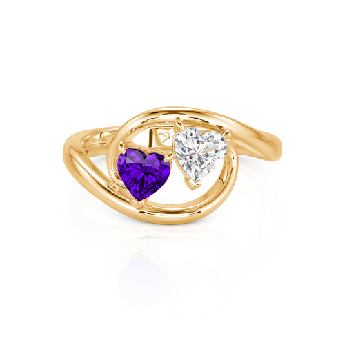 Jeulia Two Stone Bypass Heart Cut Sterling Silver Ring