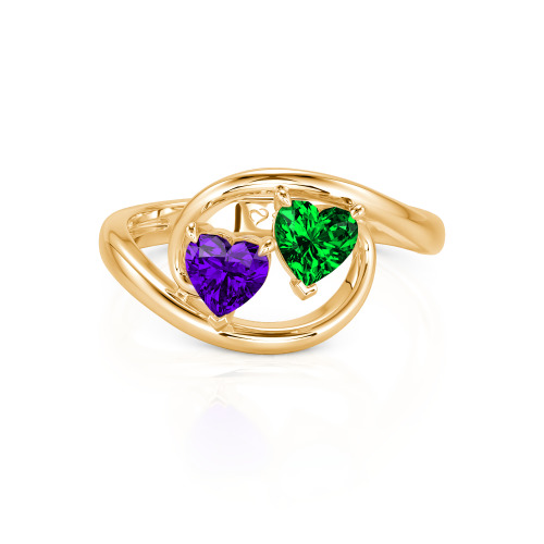 Jeulia Two Stone Bypass Heart Cut Sterling Silver Ring