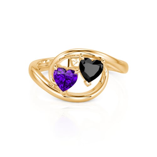 Jeulia Two Stone Bypass Heart Cut Sterling Silver Ring