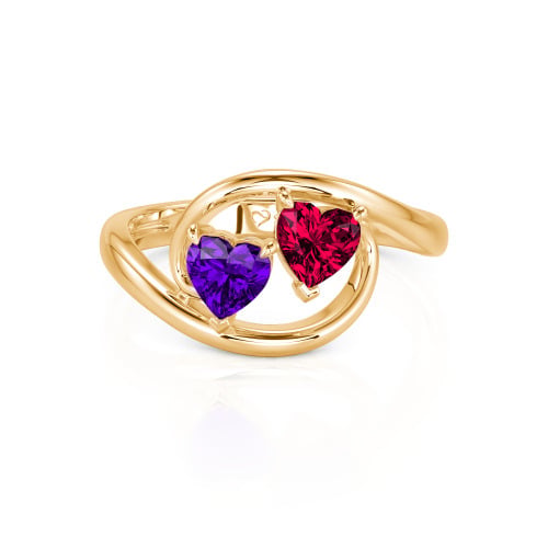 Jeulia Two Stone Bypass Heart Cut Sterling Silver Ring