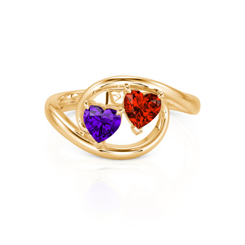 Jeulia Two Stone Bypass Heart Cut Sterling Silver Ring
