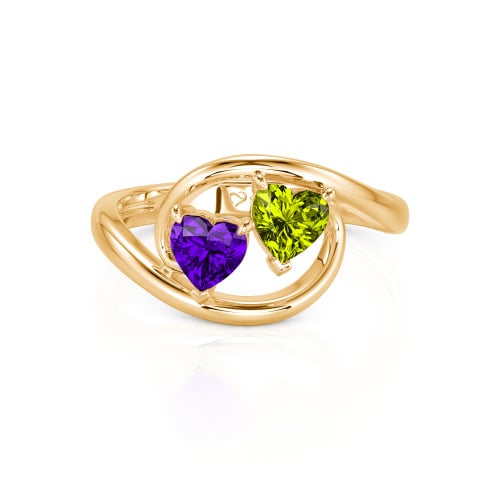 Jeulia Two Stone Bypass Heart Cut Sterling Silver Ring