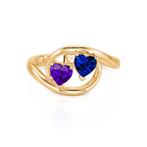 Jeulia Two Stone Bypass Heart Cut Sterling Silver Ring