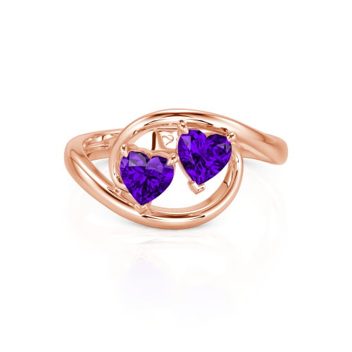 Jeulia Two Stone Bypass Heart Cut Sterling Silver Ring
