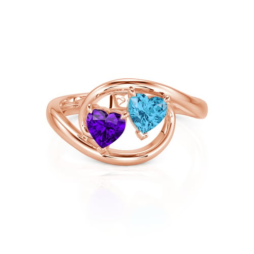 Jeulia Two Stone Bypass Heart Cut Sterling Silver Ring