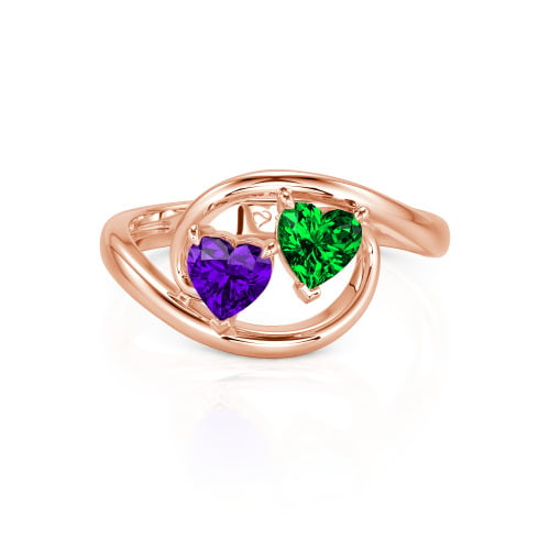 Jeulia Two Stone Bypass Heart Cut Sterling Silver Ring