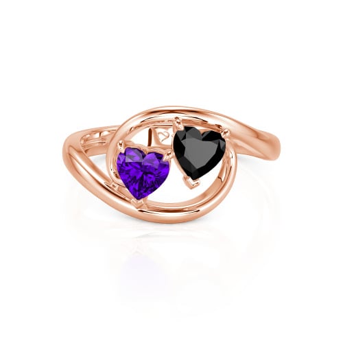 Jeulia Two Stone Bypass Heart Cut Sterling Silver Ring