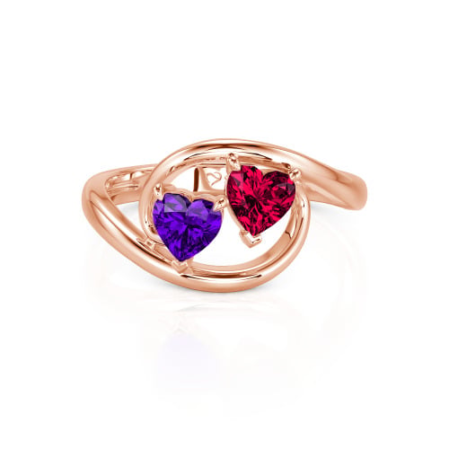 Jeulia Two Stone Bypass Heart Cut Sterling Silver Ring