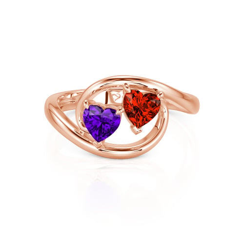 Jeulia Two Stone Bypass Heart Cut Sterling Silver Ring