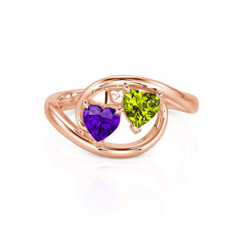 Jeulia Two Stone Bypass Heart Cut Sterling Silver Ring