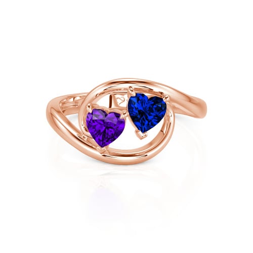 Jeulia Two Stone Bypass Heart Cut Sterling Silver Ring