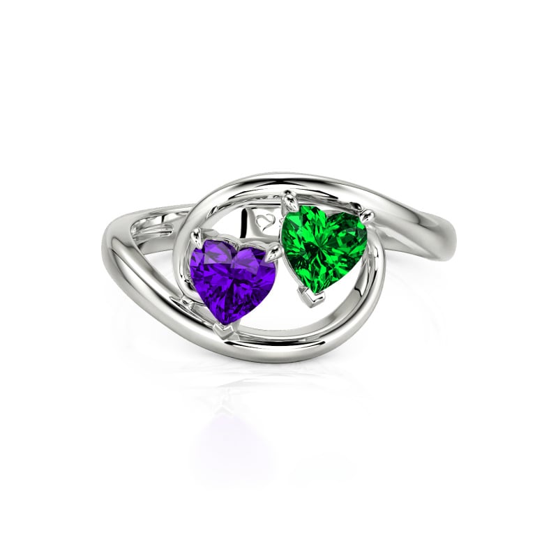 Jeulia Zweifarbig Bypass Herzschliff Sterling Silber Ring