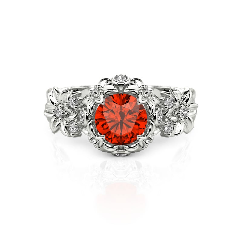 Jeulia Floral Round Cut Sterling Silver Ring