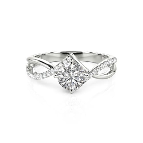 Jeulia Custom Simple Twist Wedding Ring Round Cut