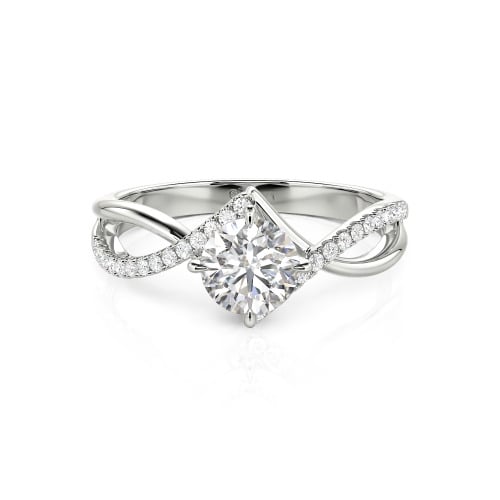 Jeulia Custom Simple Twist Wedding Ring Round Cut