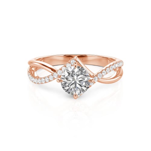Jeulia Custom Simple Twist Wedding Ring Round Cut