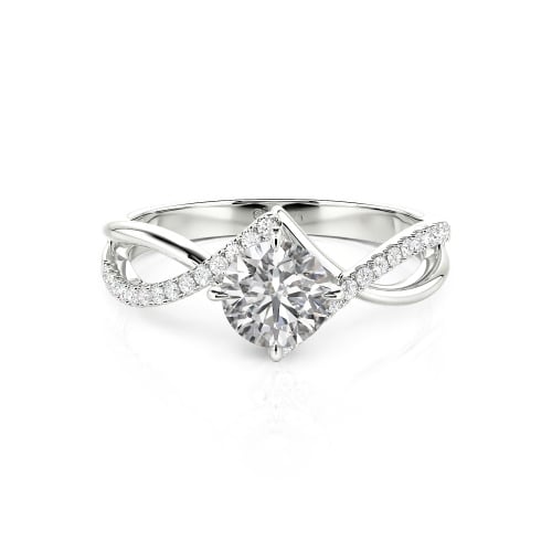 Jeulia Custom Simple Twist Wedding Ring Round Cut