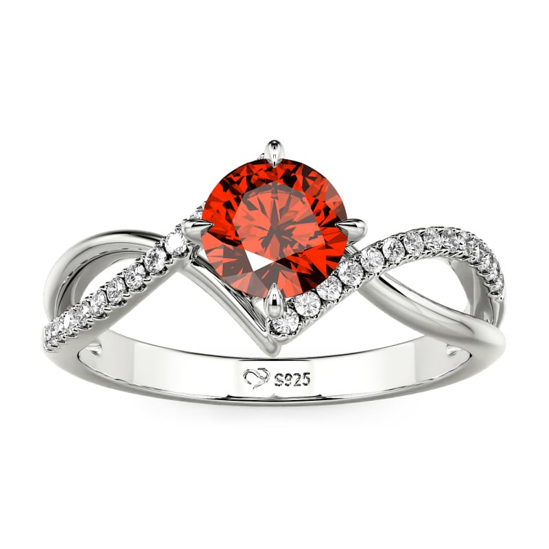 Jeulia Twist Round Cut Sterling Silver Ring
