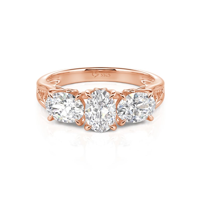 Jeulia Anillo Con Tres Piedras De Talla Ovalada En Plata De Ley