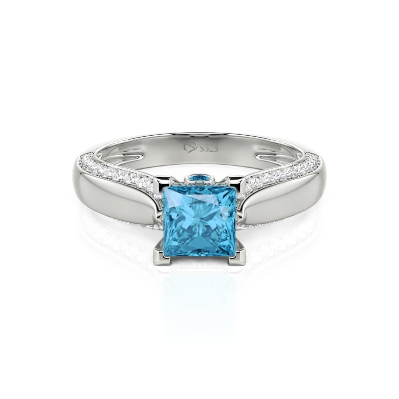 Jeulia Sidestone Princess Cut Sterling Silver Ring