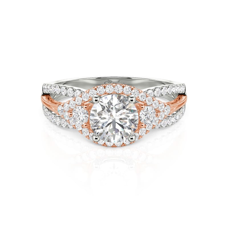 Jeulia Halo Round Cut Sterling Silver Ring