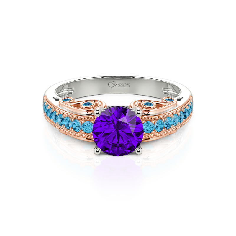 Jeulia Vintage Round Cut Sterling Silver Ring