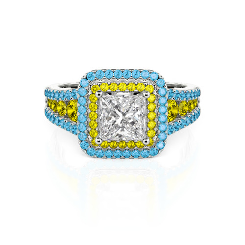 Jeulia Halo Princess Cut Ring