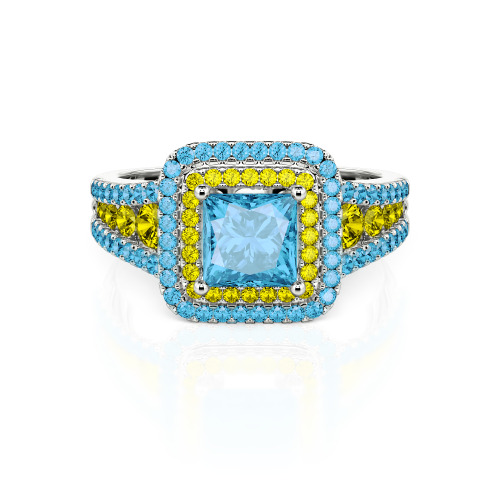 Jeulia Halo Princess Cut Ring