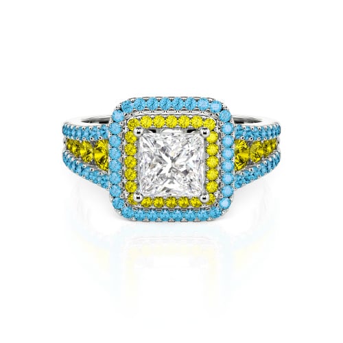 Jeulia Halo Princess Cut Ring