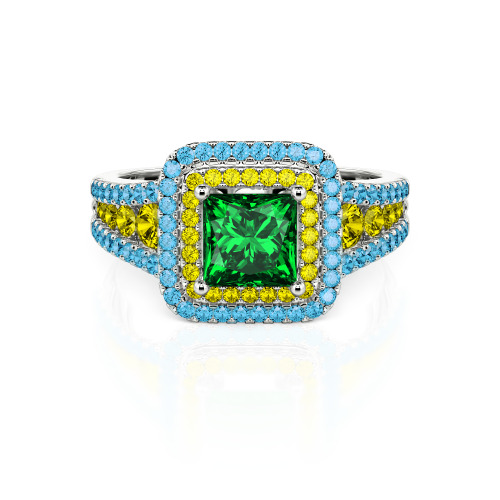 Jeulia Halo Princess Cut Ring