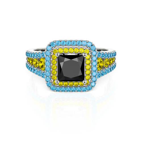 Jeulia Halo Princess Cut Ring