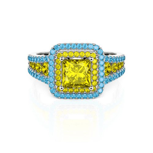 Jeulia Halo Princess Cut Ring