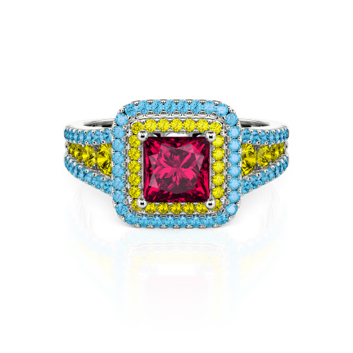 Jeulia Halo Princess Cut Ring