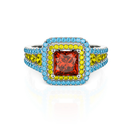 Jeulia Halo Princess Cut Ring