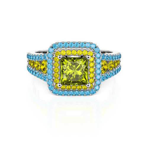 Jeulia Halo Princess Cut Ring